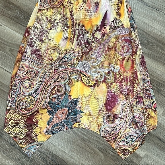 One World Orange Paisley Snake Skin Print Dress Women size Medium - Picture 10 of 14